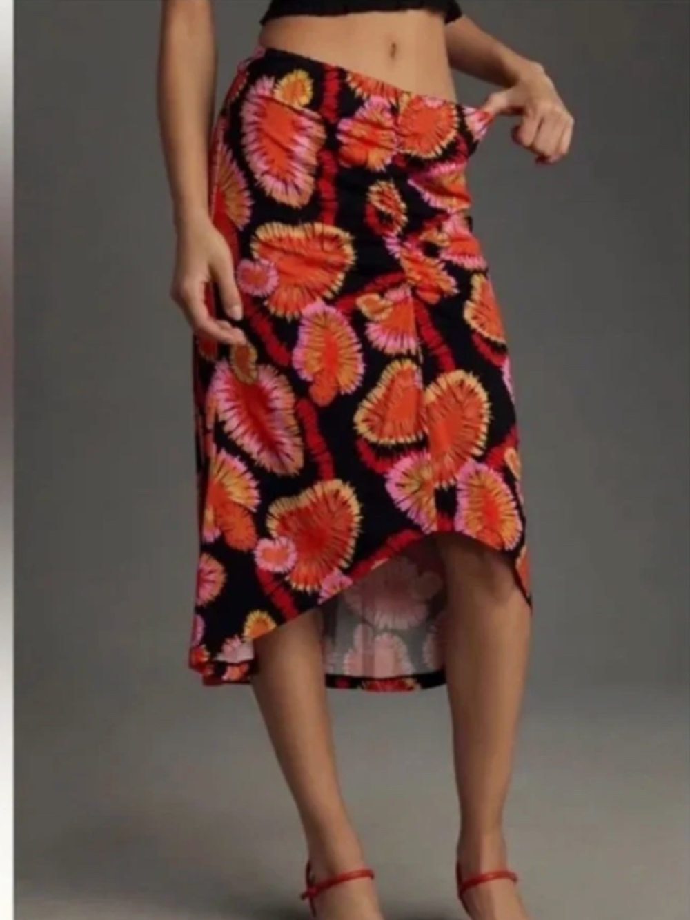 NWT Farm Rio for Anthropologie Draped Slip Printed Midi Skirt, XL